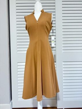 Calvin Klein Women's Camel Fit-and-Flare Dress-size 4